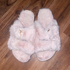 Women’s Pink Fuzzy Slides